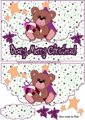 A Beary Merry Christmas on Pink Star Envelope