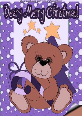 A Beary Merry Christmas in Purple Snow Frame A4