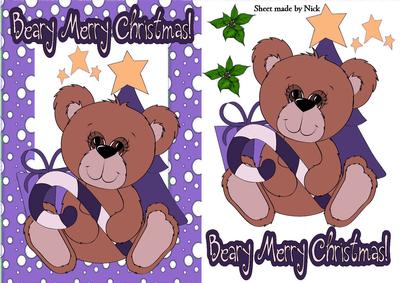 A Beary Merry Christmas in Purple Snow Frame