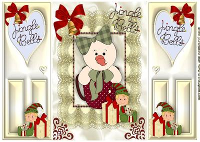 Snowman in a Teacup with Santa's Elf's Gatefold