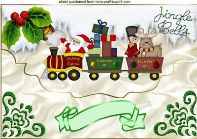 All Aboard the Santa Train, on a Scalloped Envelope A4