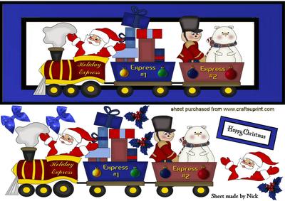 Wellcome on Board the Santa Train in Blue Frame