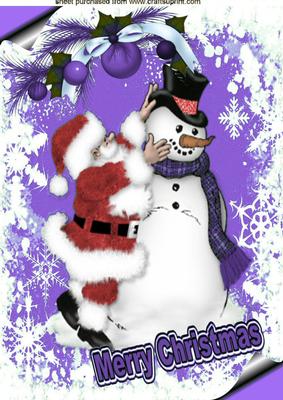 Jolly Santa in a Purple Snow Frame A4