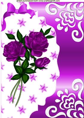 Pretty Cerise Roses on Scalloped Envelope A4