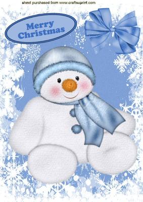 Cute Little Snowman in Snow Frame A4