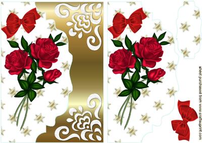 Red Roses on Gold Scalloped Envelope