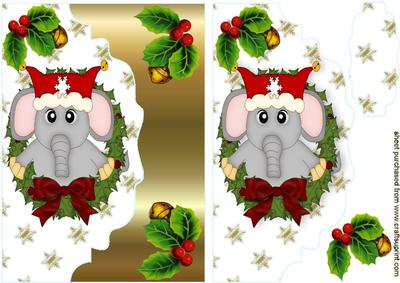 Cute Little Elephant with Santa Hat On