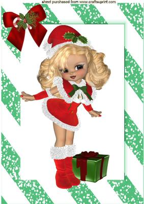 Little Santa Girl with Parcels in A4