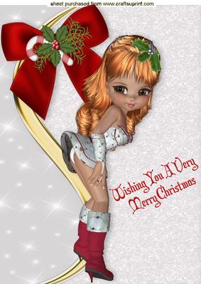 Saucy Santa Lady with Big Red Bow A4