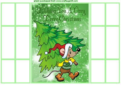 Little Mouse with Christmas Tree, French Door Gatefold