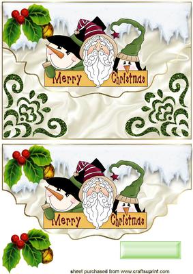 Santa and Friends on Scalloped Envelope