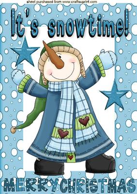 It's Snow Time! Snowman in Snow Frame A4