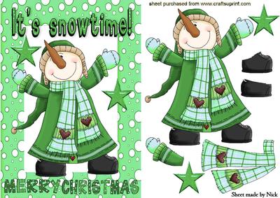 Snow Time in Green Snow Frame