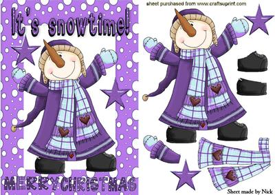 It's Snow Time, Snowman in Purple Snow Frame