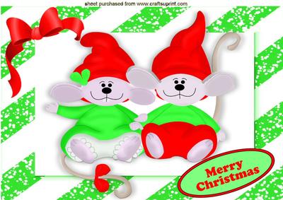 Cute Couple of Christmas Mice A4