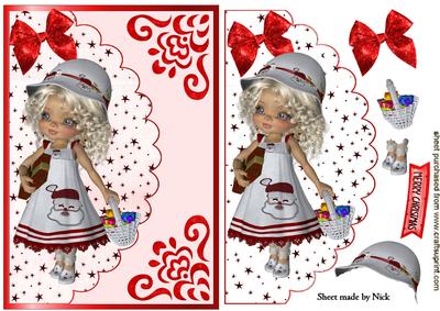 Little Girl with Santa Dress on with Present