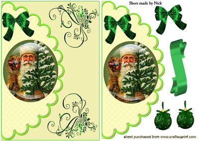 Vintage Santa in Glass Dome on a Scalloped Envelope