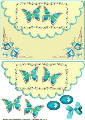 Pretty Turq/blue Butterflies with Jewels
