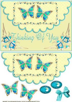 Thinking of You, Blue/turq Butterflies with Jewels