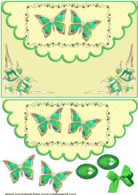 Pretty Green Butterflies with Jewels