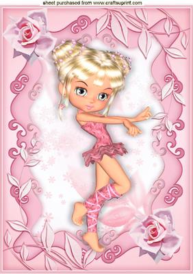 Dancing Ballerina in Rose Floral Frame A4