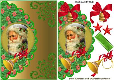 Vintage Santa in Glass Dome with Big Bow