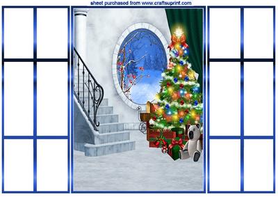 Christmas Scene with Tree and Teddy, French Gatefold