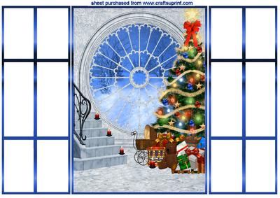Snow Scene with Christmas Tree, and Pretty Window, Gatefold