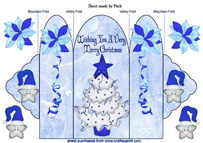 Christmas Tree with Cheeky Star, in Bright Blue, Trifold