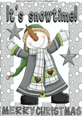 Snowman with Carrot Nose in Silver Snow Frame A4