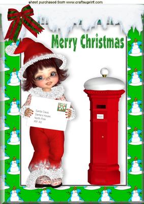 Letter to Santa, Little Girl in Pretty Frame