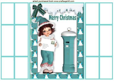 Letter to Santa Little Girl in Turq, French Gatefold