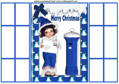 Letter to Santa, with Little Girl in Blue French Gatefold
