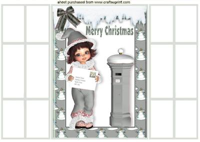 Letter to Santa Little Girl in Silver, French Gatefold