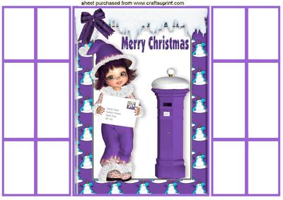 Letter to Santa Little Girl in Purple French Gatefold