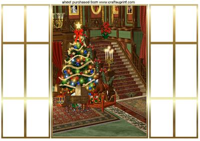Pretty Vintage Scene of Staircase, Tree, French Gatefold