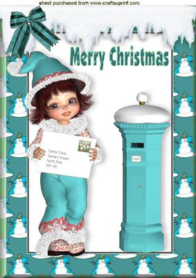 Letter to Santa Little Girl in Turq A4