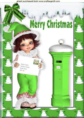 Letter to Santa Little Girl in Green A4