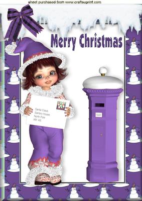 Letter to Santa Little Girl in Purple A4