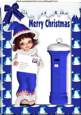 Letter to Santa Little Girl in Blue A4