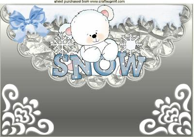 White Baby Bear with Snow A4