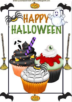 Oooh! Yummy Cupcakes in Halloween Frame with Ghost A4