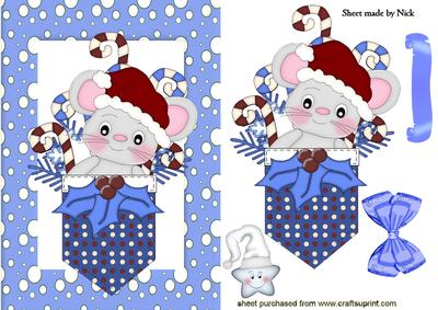 Pocket Mouse with Cheeky Star in Blue Snow Frame