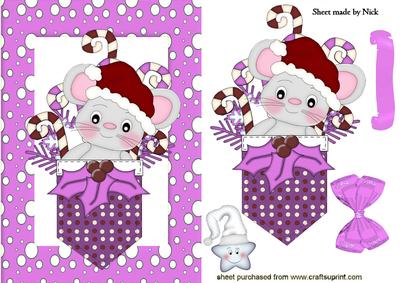 Pocket Mouse with Cheeky Star in Pink Snow Frame