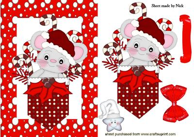 Pocket Mouse with Cheeky Star in Red Snow Frame