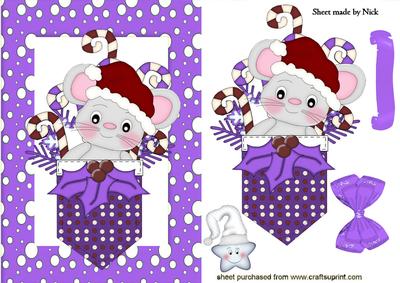 Pocket Mouse with Cheeky Star in Purple Snow Frame