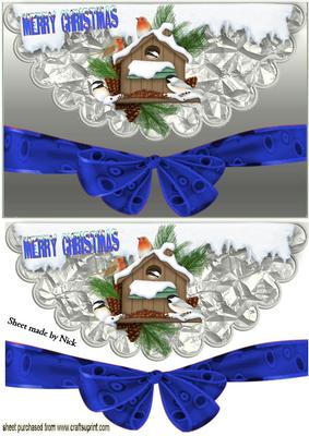Robins in the Snow, with Blue Bow A5