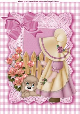 Sweet Little Girl with Her Puppy A4
