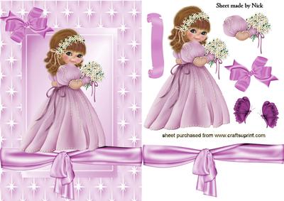 Sweet Litle Girl with Posy of Flowers