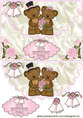 Our Wedding Day, Cute Little Teddies Bride & Groom